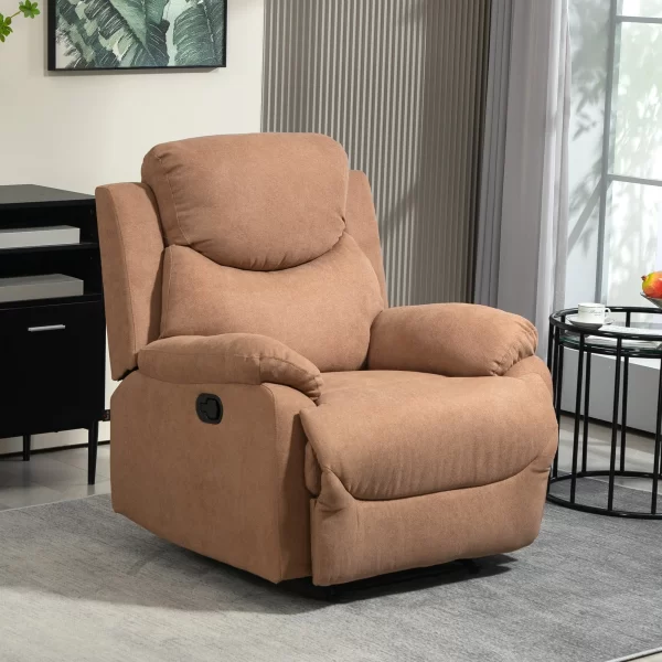 HOMCOM Manual Relax Armchair, 150° Reclining with Fabric Footrest, 93x88x102cm, Dark Brown - Image 2