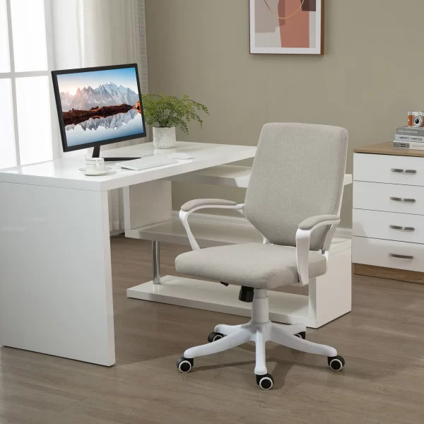 Ergonomic Office Chair with Adjustable Height and Rocking Function, 62x69x92-100cm, Beige - Image 2