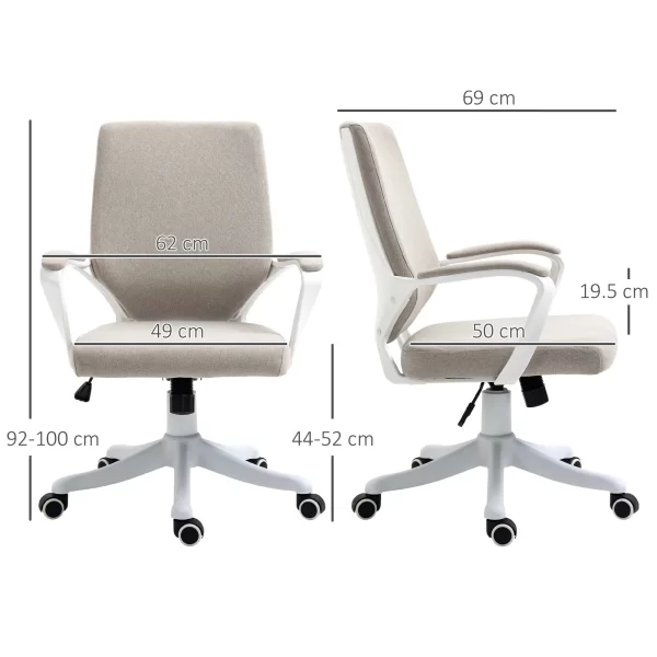 Ergonomic Office Chair with Adjustable Height and Rocking Function, 62x69x92-100cm, Beige - Image 3