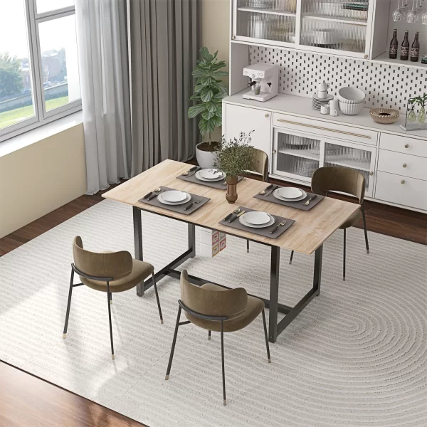 Extendable Dining Table for 4-6 People Industrial Style in Wood and Steel, 120-160x80x75.5cm - Image 2