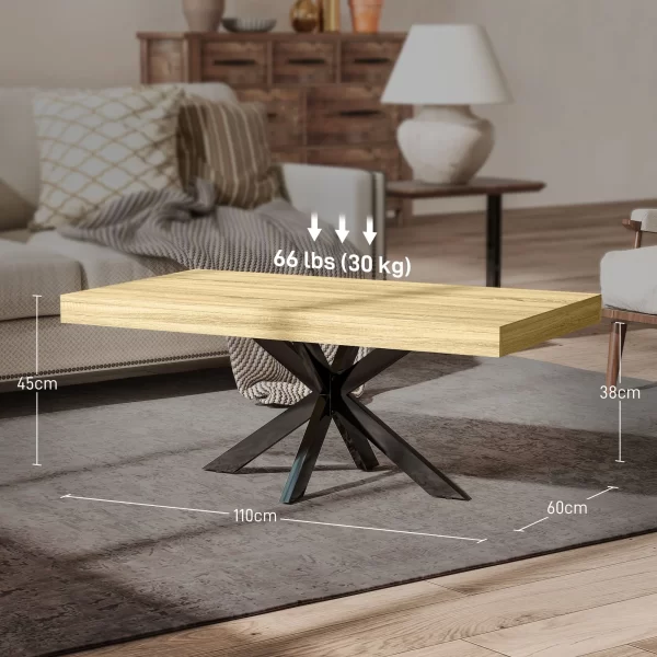 Industrial Style Coffee Table in Wood and Steel, 110x60x45 cm, Black and Wood Color - Image 3