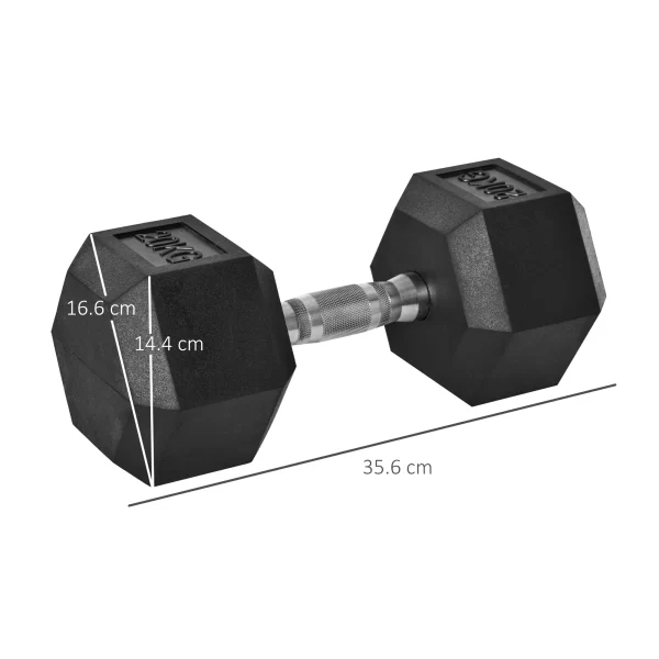 20kg Hex Dumbbell Steel & Rubber for Gym, Home & Office Workout, Black - Image 3