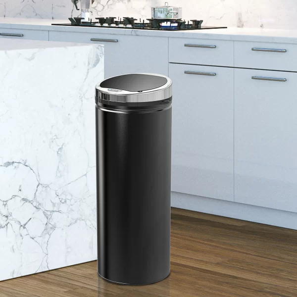 Automatic Trash Can with Infrared Sensor and 50L Capacity, Stainless Steel and Plastic, Black, 30.5x30.5x81.5cm - Image 2