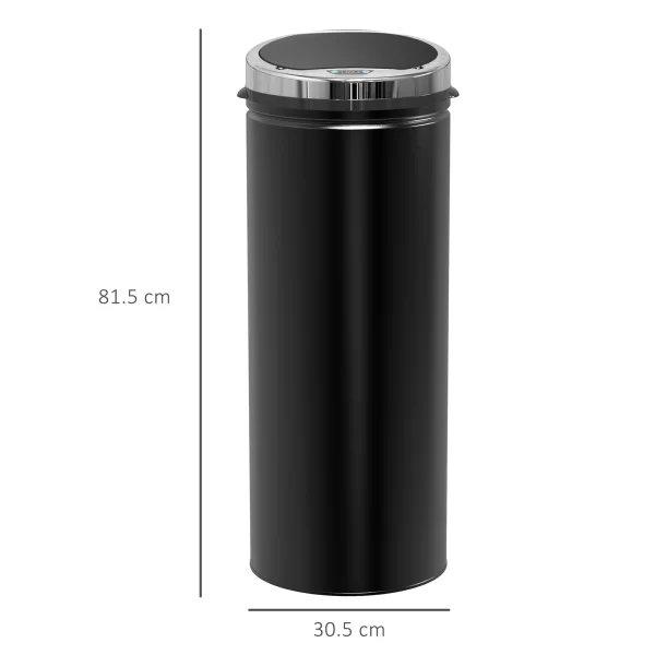 Automatic Trash Can with Infrared Sensor and 50L Capacity, Stainless Steel and Plastic, Black, 30.5x30.5x81.5cm - Image 3