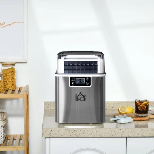 Ice Machine 20kg in 24 Hours, 24 Cubes in 14-18 Minutes with Adjustable Size, 3.2L Tank and Self-Cleaning System, Silver - Image 2