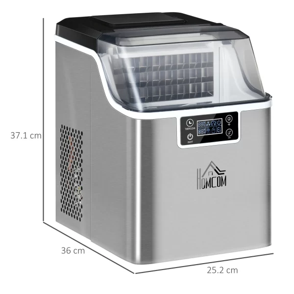 Ice Machine 20kg in 24 Hours, 24 Cubes in 14-18 Minutes with Adjustable Size, 3.2L Tank and Self-Cleaning System, Silver - Image 3