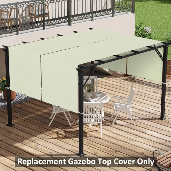 Pergola Gazebo Cover 3x3 m in Polyester with Pockets and Straps, 488x122 cm, Khaki color - Image 2