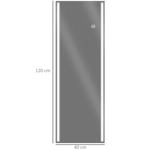 Rectangular Wall Mirror with Adjustable LED Lights and Touch Switch, 40x120cm - Image 3