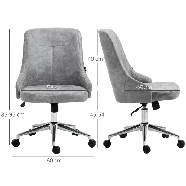 Height Adjustable Office Chair with 360° Swivel and Tilting Function, 56x63x85-95 cm, Grey - Image 3