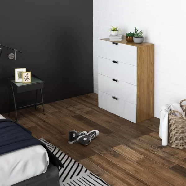 Chest of Drawers with 4 Drawers for Living Room and Bedroom with Aluminum Alloy Handles, 70x35x92cm, White - Image 2