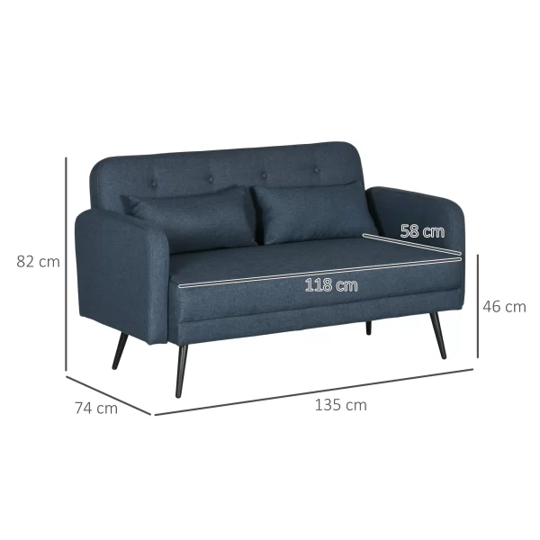 OCEANO | Dark Blue 2 Seater Sofa 135x74x82cm - Image 3