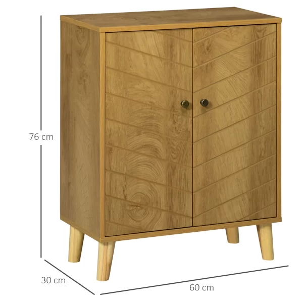 Homcom Vintage Wooden Multiuse mobile with two internal shelves, 60x30x76cm - Image 3