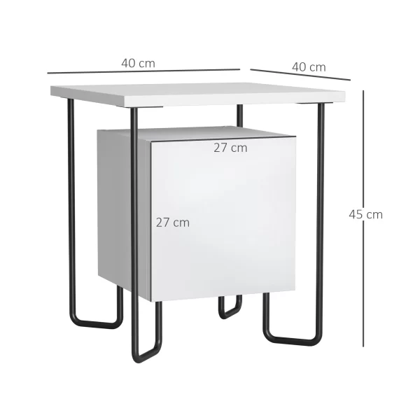 Modern Bed with locker and wooden shelf and metal legs, 40x40x45cm - Image 3