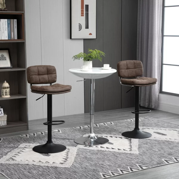 Set of 2 Modern Swivel Bar Stools with Backrest and Footrest, Kitchen Stools with Adjustable Height, PU Leather Upholstery and Padding, 41.5x45x85-107cm - Image 2