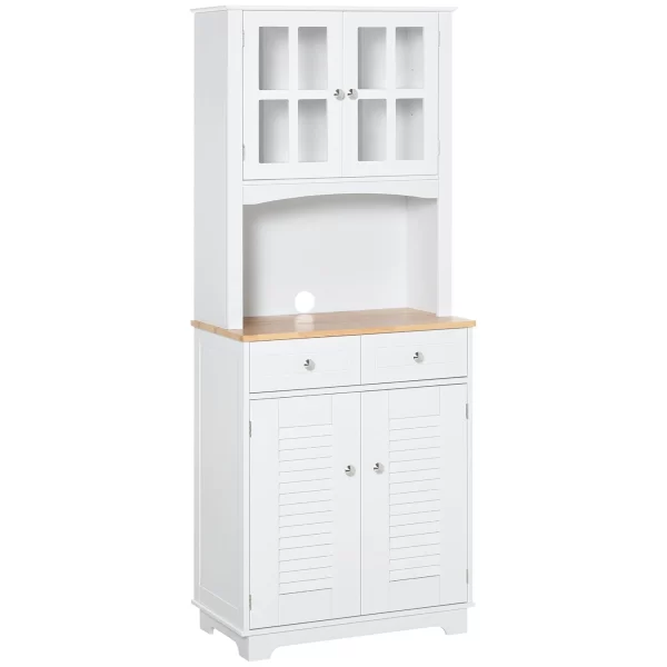 Tall Kitchen Sideboard, White Wooden Buffet Cabinet, Classic Style Pantry Cabinet, White, 68x39.5x170cm - Image 2