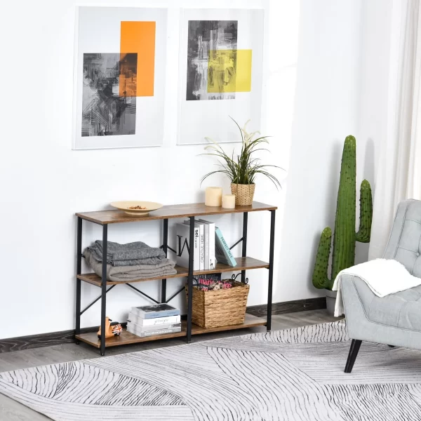 Industrial Design Bookshelf Unit with 3 Shelves, Chipboard Shelving and Metal Frame, 120 x 30 x 76 cm - Image 2