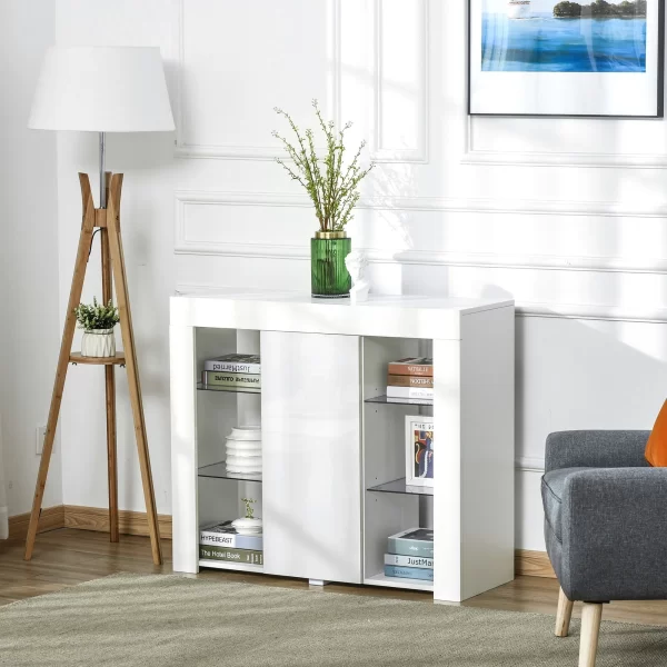 Modern Credenza with glass shelves - White - Image 2