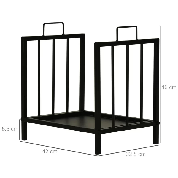 Outsunny interior and exterior metal portal with 2 handles and raised base for 50kg of wood - black - Image 3