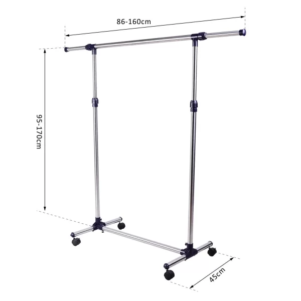 Spreader hanger in adjustable width and height with stainless steel wheels 160 x 170cm - Image 3