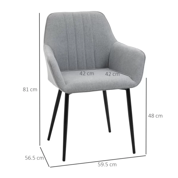 Set 2 Modern Padded Chairs of Kitchen or Light Grey Living Room - Image 3