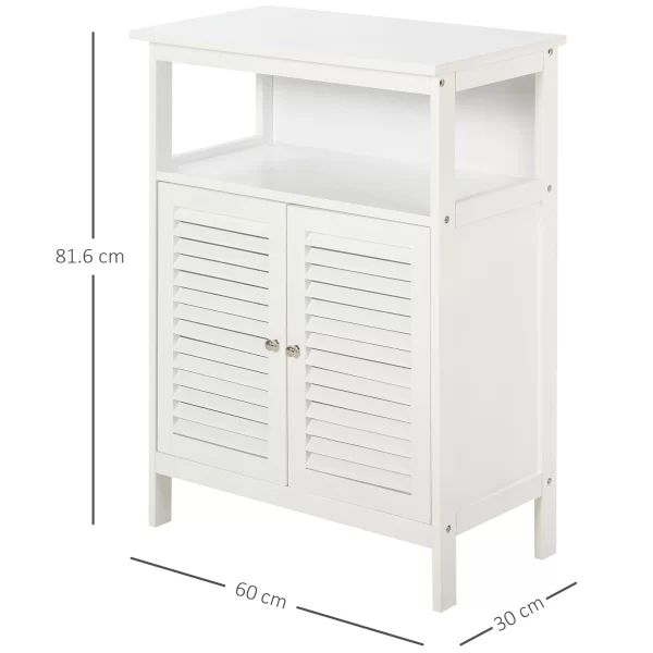 Kleankin Waterproof bathing cabinet with 2 shelves and white MDF locker - Image 3