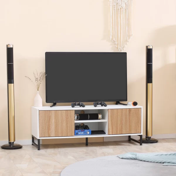 Modern TV Mobile 50 "Max in chipboard and steel with 2 open shelves and 2 closed lockers, 120x39.5x45 cm - Image 2
