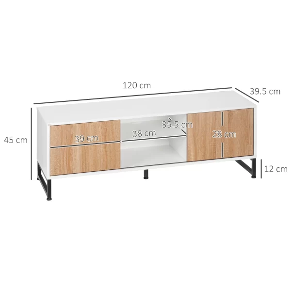 Modern TV Mobile 50 "Max in chipboard and steel with 2 open shelves and 2 closed lockers, 120x39.5x45 cm - Image 3