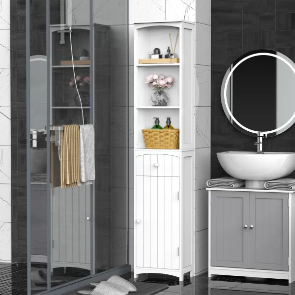 Column Cabinet MDF white saving for bathroom 35x24x170cm - Image 2