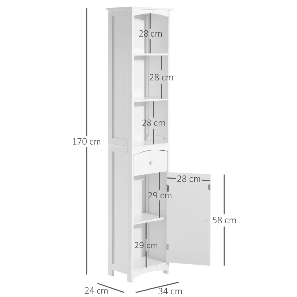 Column Cabinet MDF white saving for bathroom 35x24x170cm - Image 3