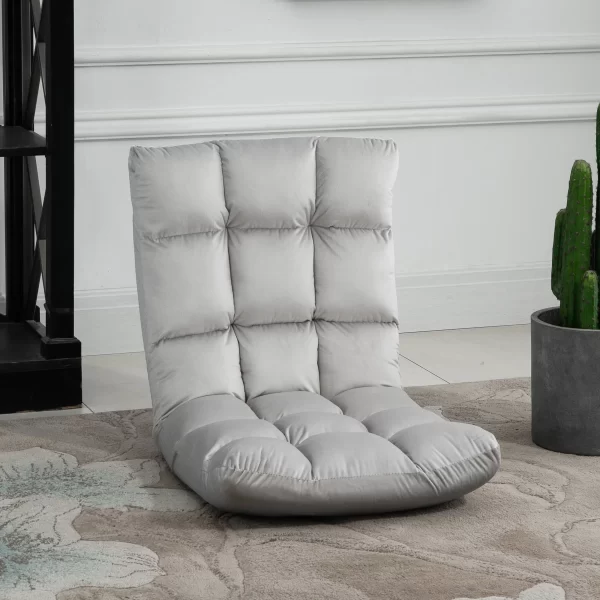 Relax armchair from the ground with reclining backrest up to 180 °, 71x55x53.5cm, clear Grey - Image 2