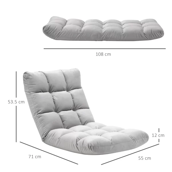 Relax armchair from the ground with reclining backrest up to 180 °, 71x55x53.5cm, clear Grey - Image 3
