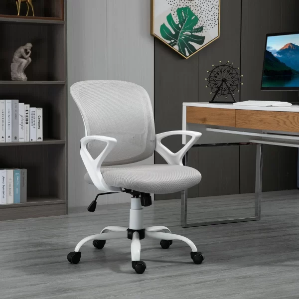 Grey Mesh Fabric Rocking Office Chair, Ergonomic Swivel Desk Chair with Adjustable Height - Image 2