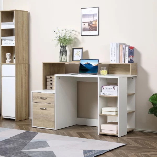 Modern Computer Desk with MDF Wood Shelves 137 x 55 x 92cm - Image 2