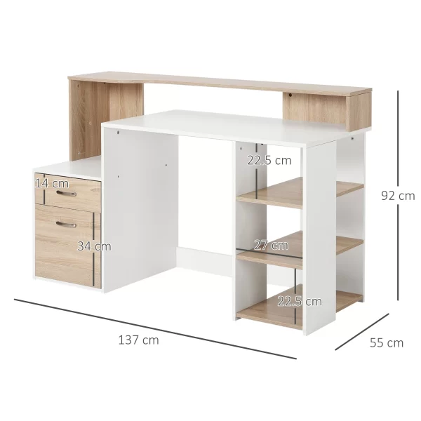 Modern Computer Desk with MDF Wood Shelves 137 x 55 x 92cm - Image 3