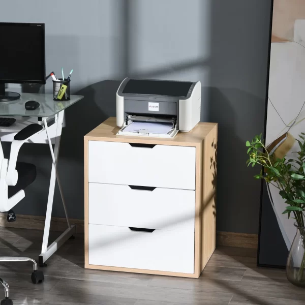 Office Drawer Cabinet with 3 Drawers, Modern Furniture for Home and Study, White - Image 2