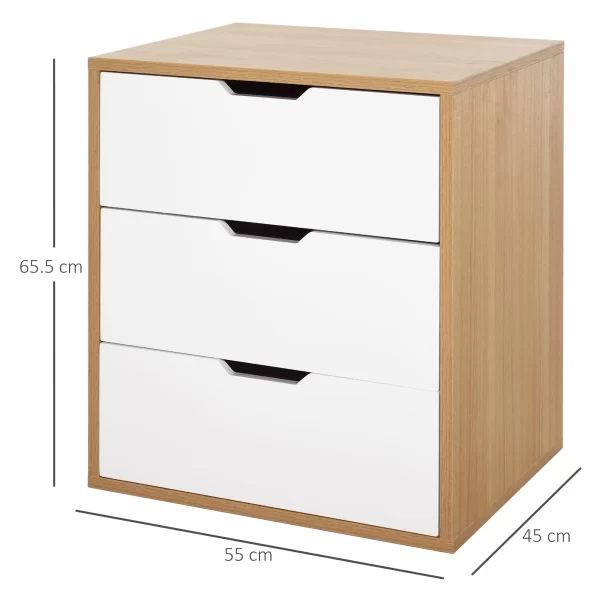 Office Drawer Cabinet with 3 Drawers, Modern Furniture for Home and Study, White - Image 3