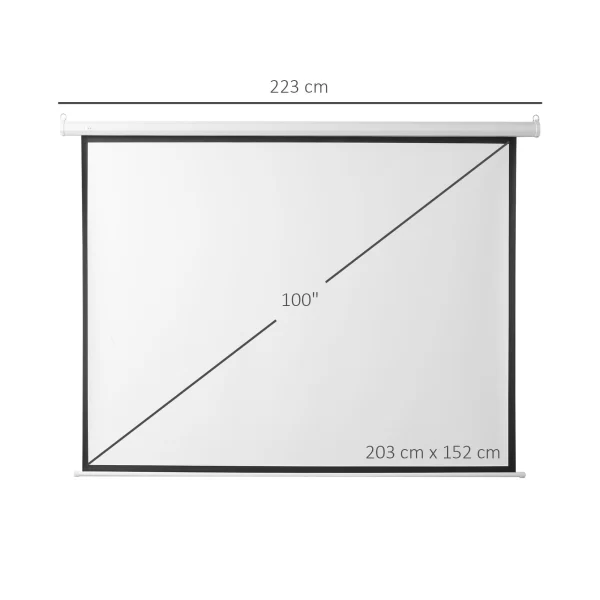 Motorized Projection Screen 100", Roll-Up Projector Screen, White 203x152cm - Image 3