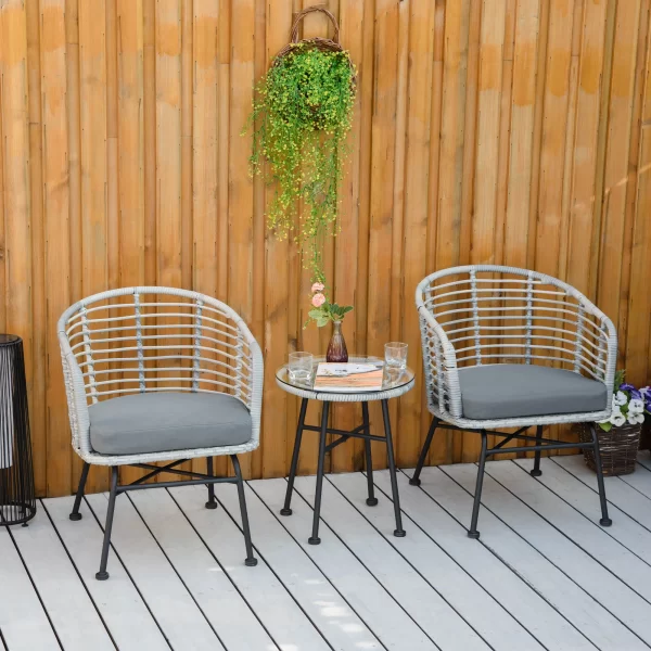 PISA | Rattan Garden Table and 2 Chairs Set - Image 2