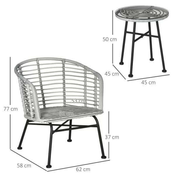 PISA | Rattan Garden Table and 2 Chairs Set - Image 3
