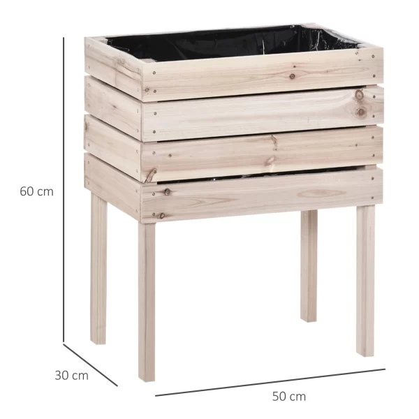 Outsunny bed for raised vegetable garden with 4 brush jars of 50x30x60cm, natural wooden color flock - Image 3