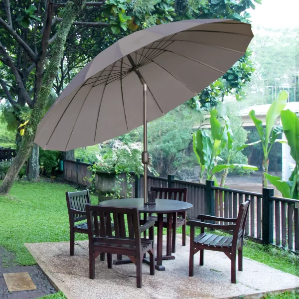 Outsunny Garden umbrella and terrace with crank, 18 sticks and tilted head, ф255cm - Image 2