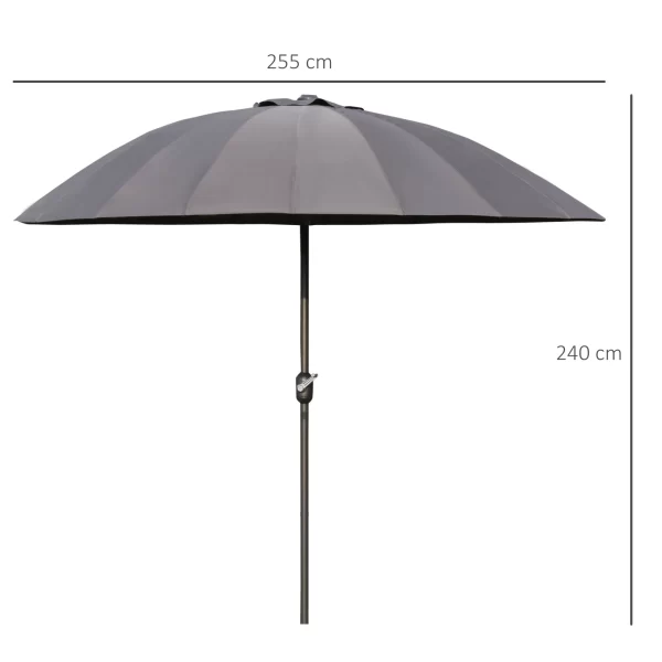 Outsunny Garden umbrella and terrace with crank, 18 sticks and tilted head, ф255cm - Image 3