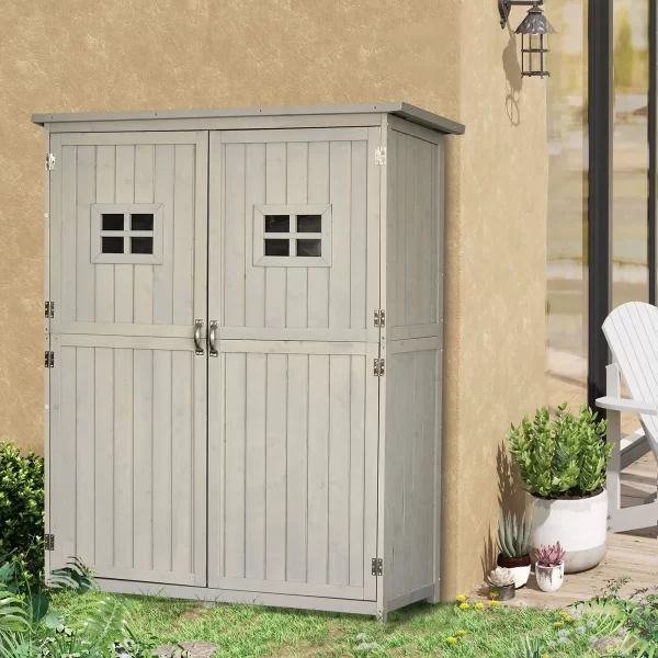 Outsunny Garden house with double door, shelves and windows, 127.5x50x164cm - Image 2