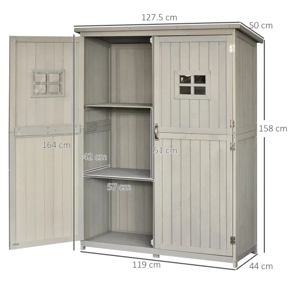 Outsunny Garden house with double door, shelves and windows, 127.5x50x164cm - Image 3