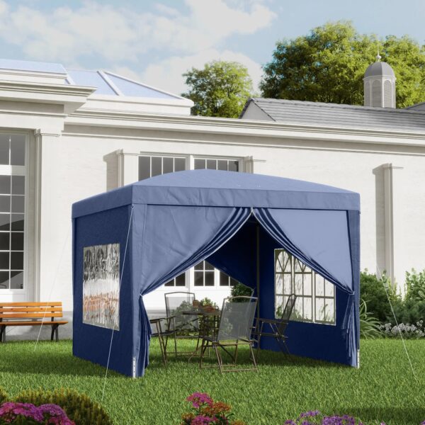 Foldable Garden Gazebo with Ropes and Pegs Included, 2.95x2.95x2.58 m, Blue - Image 2