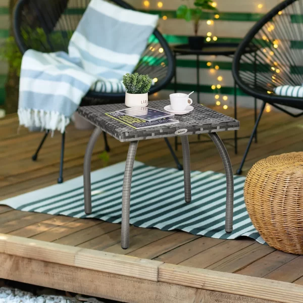 Outdoor Rattan Coffee Table for Terrace | Outsunny (45x45x44cm) - Image 2