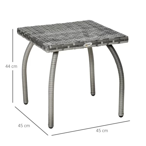Outdoor Rattan Coffee Table for Terrace | Outsunny (45x45x44cm) - Image 3