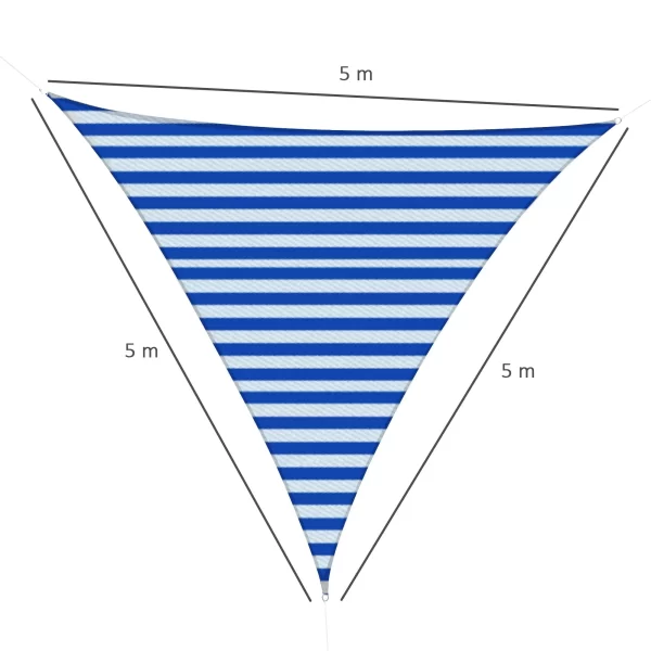 Outsunny Sole Sailing Triangular Shadows 5x5x5m Anti-UV and breathable HDPE, White and Blue - Image 3