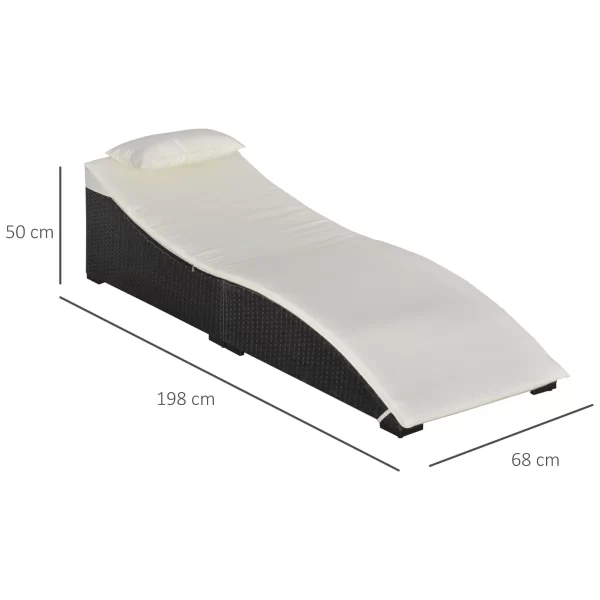 Outsunny cot plum pitches folding in black pe rattan with cream white mattress - Image 3