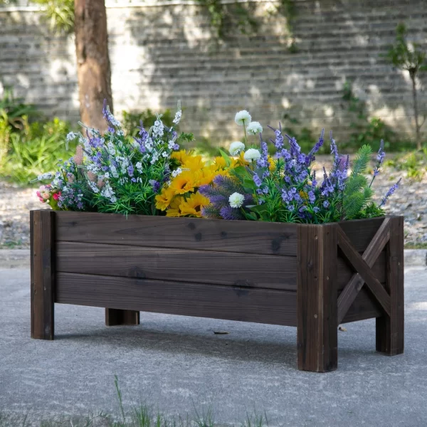 Outsunny bed for raised vegetable garden and rectangular outdoor flower, 100x36.5x36cm - Image 2